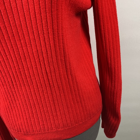 Jeanne Pierre V Neck 100% Cotton Long Sleeve Red Sweater Size M - Picture 3 of 8